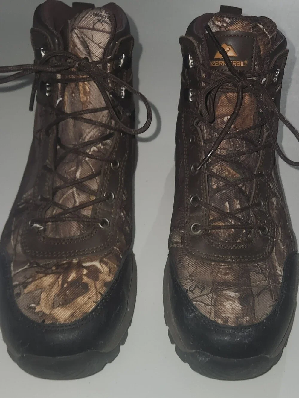Men's Ozark Trail Bruce Waterproof Brown Camo Hiking Boots Size 11.5